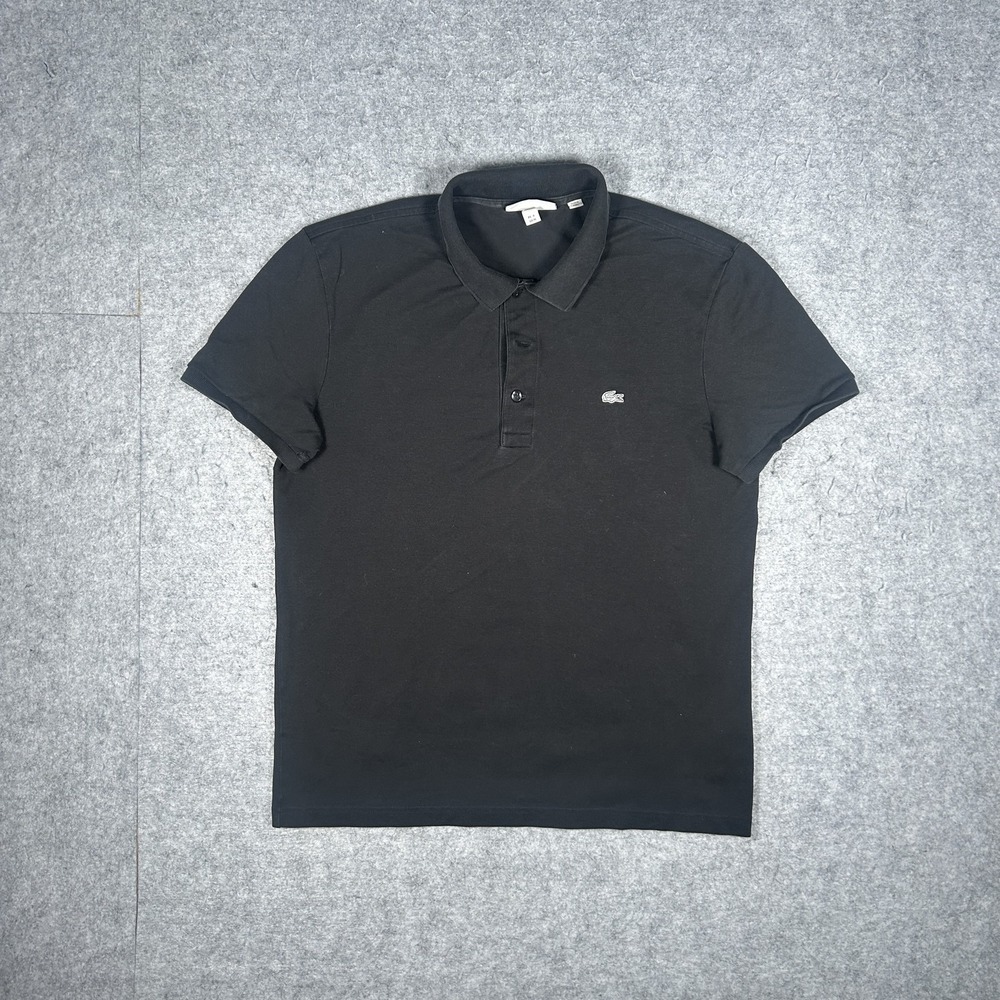 Lacoste Polo Shirt Mens FR 4 / US M Black Slim Fit Pique Short Sleeve Croc
